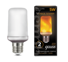 Лампа светодиодная Black LED T65 Flame 5W E27 20-80lm 1500K  157402105  Gauss