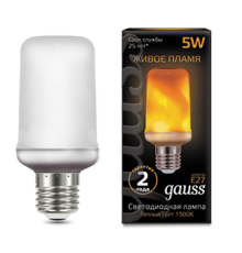 Лампа светодиодная Black LED T65 Flame 5W E27 20-80lm 1500K  157402105  Gauss
