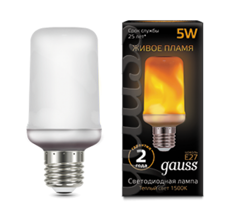 Лампа светодиодная Black LED T65 Flame 5W E27 20-80lm 1500K  157402105  Gauss
