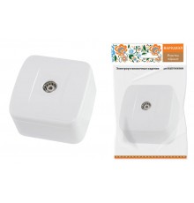 Розетка TВ простая (0-2400 Гц,  "мама") открытой установки, IP20 белая "Дача" Народная  SQ1824-0013  TDM