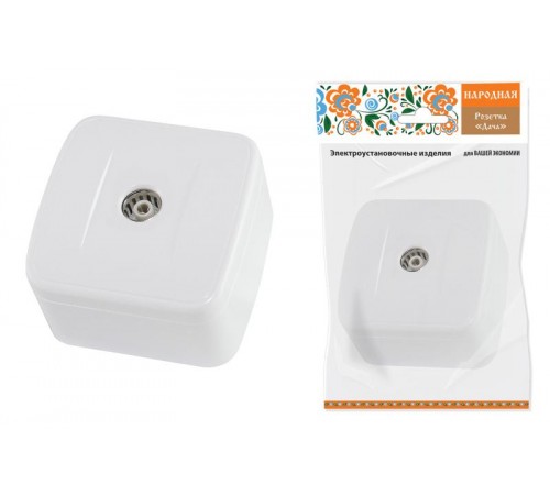 Розетка TВ простая (0-2400 Гц,  "мама") открытой установки, IP20 белая "Дача" Народная  SQ1824-0013  TDM