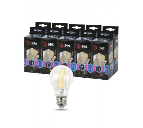 Лампа светодиодная F-LED A60-11W-840-E27 (филамент, груша, 11Вт, нейтр, Е27)  Б0035026  ЭРА