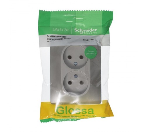 Glossa Платина Розетка 2-ая без заземления (в сборе)  GSL001220  SE