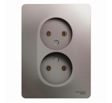 Glossa Платина Розетка 2-ая без заземления (в сборе)  GSL001220  SE