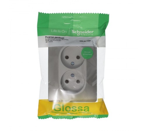 Glossa Платина Розетка 2-ая без заземления (в сборе)  GSL001220  SE