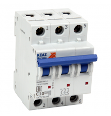 Выключатель автоматический трехполюсный OptiDin BM63-3L10-УХЛ3-АЭС  149528  КЭАЗ