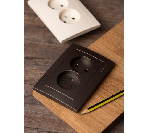 Валенсия лицевая панель розетка 2-местной б/з 10А графит с защ. штор. EKF PROxima   ESR10-L-102-60   EKF