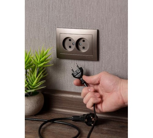 Валенсия лицевая панель розетка 2-местной б/з 10А графит с защ. штор. EKF PROxima   ESR10-L-102-60   EKF