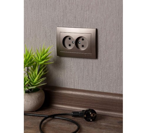 Валенсия лицевая панель розетка 2-местной б/з 10А графит с защ. штор. EKF PROxima   ESR10-L-102-60   EKF