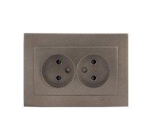 Валенсия лицевая панель розетка 2-местной б/з 10А графит с защ. штор. EKF PROxima   ESR10-L-102-60   EKF