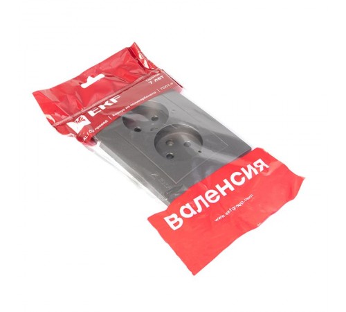 Валенсия лицевая панель розетка 2-местной б/з 10А графит с защ. штор. EKF PROxima   ESR10-L-102-60   EKF