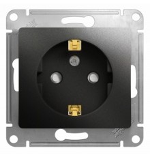 Glossa Антрацит Розетка с заземлением со шторками, 16А  GSL000745  SE