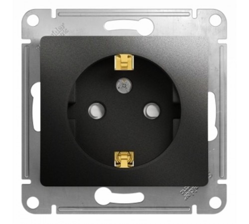 Glossa Антрацит Розетка с заземлением со шторками, 16А  GSL000745  SE