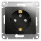 Glossa Антрацит Розетка с заземлением со шторками, 16А  GSL000745  SE