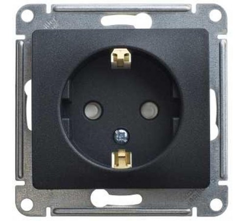 Glossa Антрацит Розетка с заземлением со шторками, 16А  GSL000745  SE