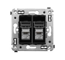 Компьютерная розетка RJ-45 в стену, кат.6 двойнаяэкранированная,"Avanti", "Черный квадрат"  4402394  DKC