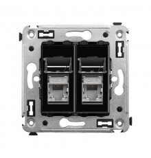 Компьютерная розетка RJ-45 в стену, кат.6 двойнаяэкранированная,"Avanti", "Черный квадрат"  4402394  DKC