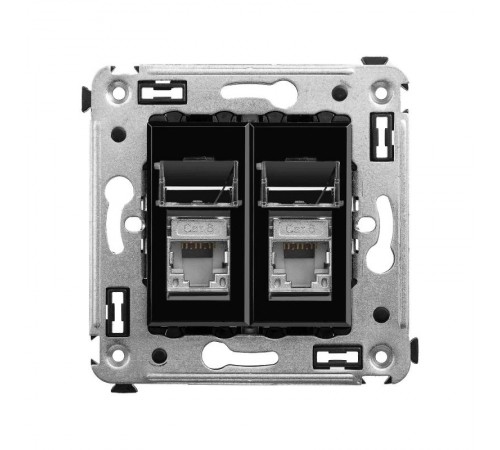 Компьютерная розетка RJ-45 в стену, кат.6 двойнаяэкранированная,"Avanti", "Черный квадрат"  4402394  DKC