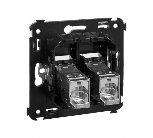 Компьютерная розетка RJ-45 в стену, кат.6 двойнаяэкранированная,"Avanti", "Черный квадрат"  4402394  DKC