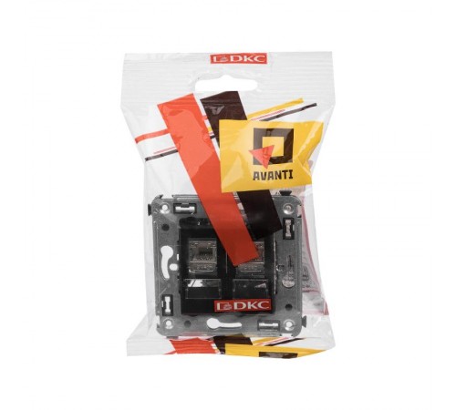 Компьютерная розетка RJ-45 в стену, кат.6 двойнаяэкранированная,"Avanti", "Черный квадрат"  4402394  DKC