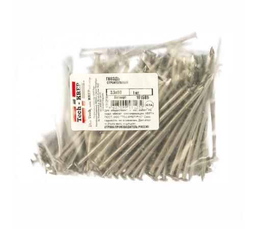 Гвоздь строительный 3,5х90 (1 кг) - пакет  101589  Tech-KREP