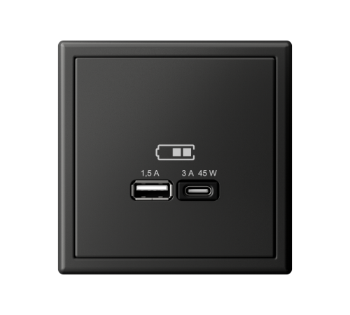 ArtGallery Базальт Розетка USB A + тип-C 45Вт высокоскор.заряд. QC, PD, механизм  GAL001429  SE
