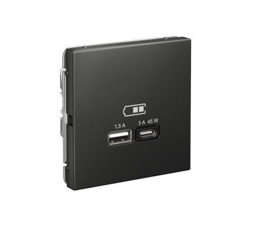 ArtGallery Базальт Розетка USB A + тип-C 45Вт высокоскор.заряд. QC, PD, механизм  GAL001429  SE
