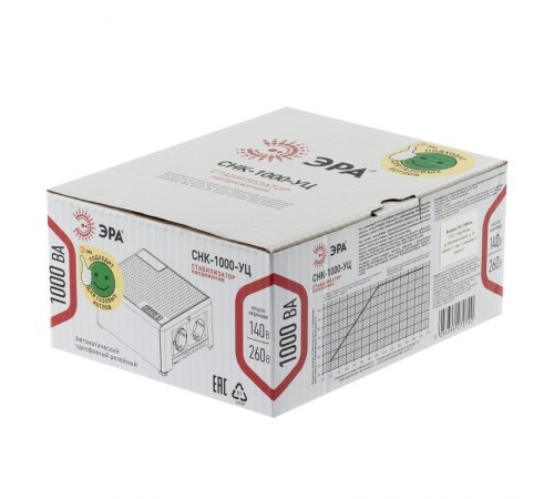 Стабилизатор напряжения   CНК-1000-УЦ компактный универсальный, 140-260В/220В, 1000ВА  Б0051110  ЭРА