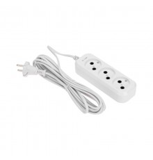 Удлинитель 3 гнезда, 5м, 2х0,75мм, б/з, белый  13-4207  PROconnect