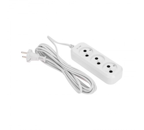 Удлинитель 3 гнезда, 5м, 2х0,75мм, б/з, белый  13-4207  PROconnect