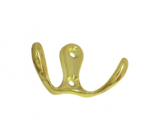 Крючок 207, 2-х рожковый, золото (1 шт)  - пакет   129920  Tech-KREP