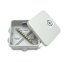 Коробка уравнения потенциалов 85x85x40 мм IP55 д/открытой установки, 7 зажимов, 6 вводов, габариты: 94,6х94,6х44  КУП2603-И  HEGEL
