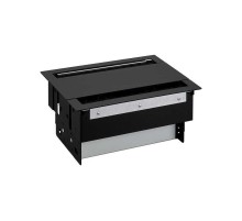 Simon S400 Двухсторонний Врезной розеточный блок с крышкой, ввод щетка, 6x2P+E, 2 пустых модуля, черный, S400  46403000-138  Simon