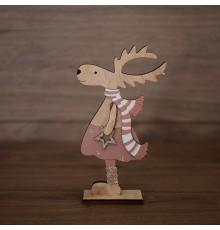 Деревянная фигурка "Рождественский Олень" Розовый 10,5*4*18 см  504-006  NEON-NIGHT