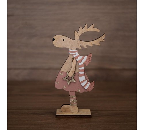 Деревянная фигурка "Рождественский Олень" Розовый 10,5*4*18 см  504-006  NEON-NIGHT