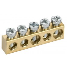 TEKFOR Шина нулевая сечение 6х9 5 отв. латунь  TF-KP00D-SN-05  IEK