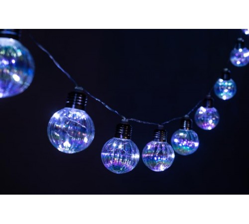 Садовая гирлянда  ERASF23-22 Радужные лампочки на солнечной батарее 3,8 м (длина рабочей части 1,8 метров) 10 LED  Б0062371  ЭРА