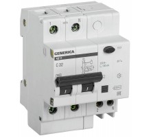 Выключатель автоматический дифференциального тока АД12 2п 32А C 100мА тип AC (4 мод)  MAD15-2-032-C-100  GENERICA