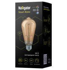 Лампа светодиодная управляемая "Умный дом" NLL-F-ST64-8-230-WWW-E27-GD-WIFI  80555   Navigator