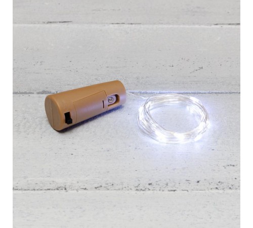 Гирлянда Роса с пробкой 2 м, 20 LED, белое свечение, 3хLR44 в комплекте  302-025  NEON-NIGHT