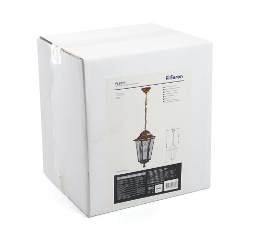 Светильник садово-парковый 6205 100W 230V E27 195*195*310мм черное золото (новый цвет все)  11143  FERON