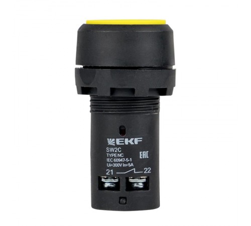 Кнопка SW2C-11 возвратная желтая NO+NC EKF PROxima  sw2c-11s-y  EKF