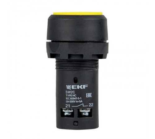 Кнопка SW2C-11 возвратная желтая NO+NC EKF PROxima  sw2c-11s-y  EKF