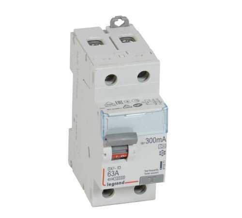 Выключатель дифференциальный (УЗО) DX3-ID 2п 63А 300мА тип A  411571  Legrand