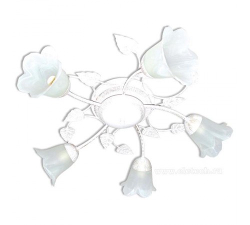 Светильник НПБ 01-102 5х60Вт ЛН КЛЛ LED Е14 IP20 Глория 151 бел./зол. (Плафон 62333)  1005402939  Элетех