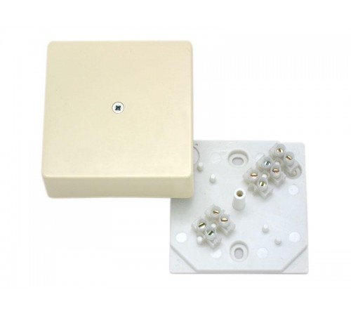 Коробка распределительная 75х75х30 с клеммником, слоновая кость  КРК2702 02  HEGEL