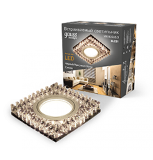 Светильник точечный встраиваемый Backlight BL031 Квадрат. Черн.Кристал/Хром, Gu5.3, LED 2700K  BL031  Gauss