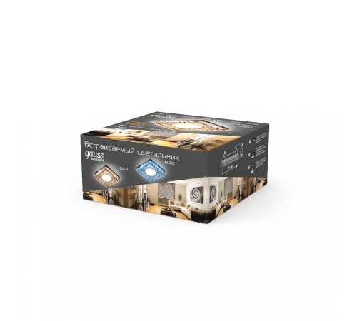 Светильник точечный встраиваемый Backlight BL031 Квадрат. Черн.Кристал/Хром, Gu5.3, LED 2700K  BL031  Gauss