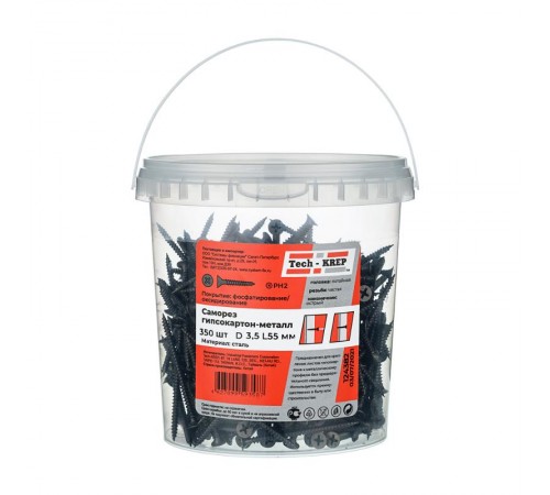 Саморез ШСГМ 3,5х55 (350 шт) - ведро ( 0,902 кг)  124382  Tech-KREP