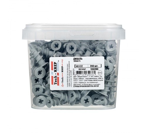Дюбель DRIVA PA 14X32 (200шт) - ведро ( 0,205 кг)  136390  Tech-KREP